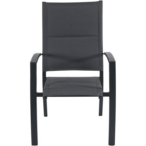 Hanover High Back Padded Sling Chairs, Aluminum Extension Table DELDN7PCHB-WG