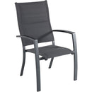 Hanover High Back Padded Sling Chairs, Aluminum Slat Table NAPDNS7PCHB-GRY