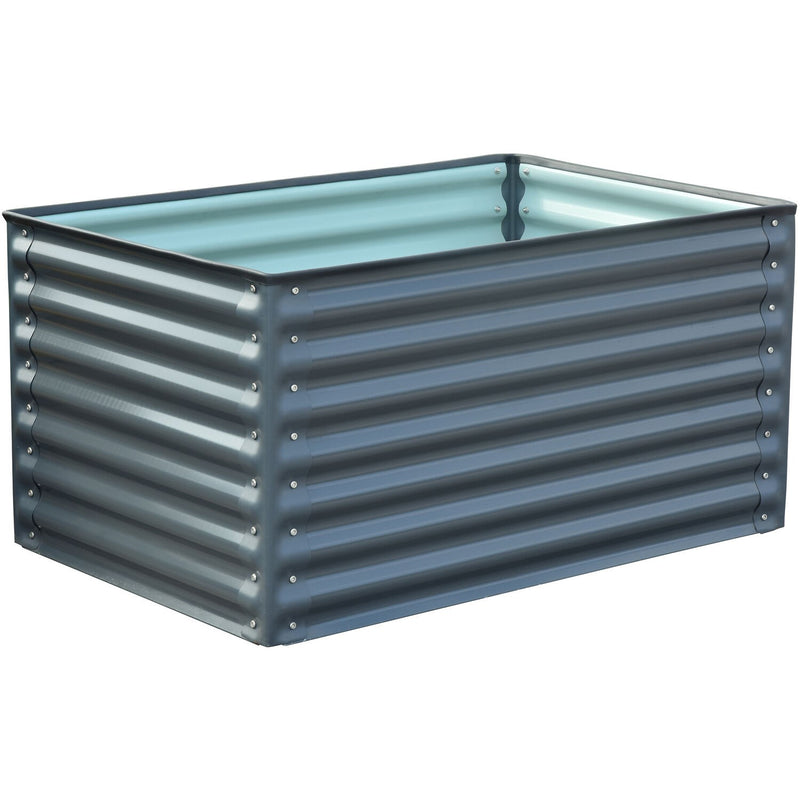 Hanover Galvanized Steel Raised Rectangle Ribbed Garden Bed HANRECGB-3GRY