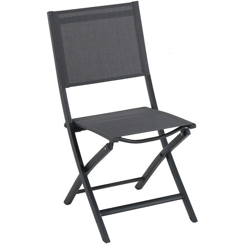 Hanover Aluminum Sling Folding Chairs, Aluminum Slat Table DELDNS7PCFD-WG