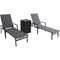 Hanover Padded Lounge Chaises with Glass Top Fire Pit HALCHS3PCGFP-GRY