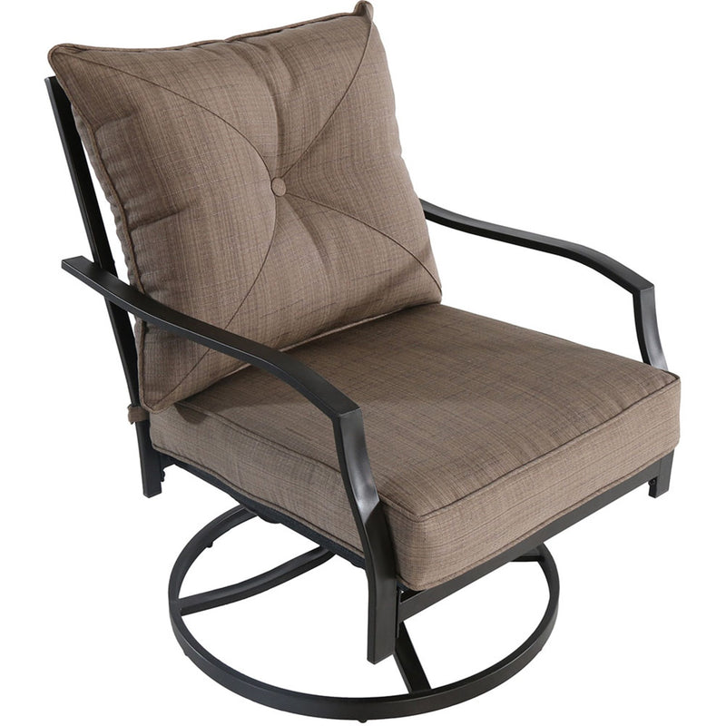 Hanover steel swivel rockers, glass side table PALMBAY3PC-TAN
