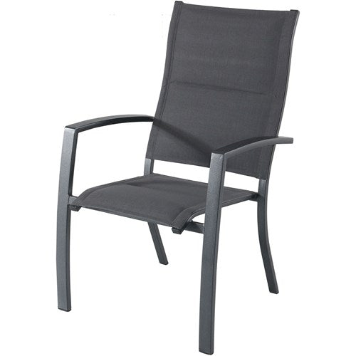 Hanover High Back Padded Sling Chairs, Aluminum Slat Table NAPDNS7PCHB-GRY