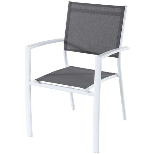 Hanover Aluminum Sling Chairs, Aluminum Extension Table NAPLESDN7PC-WHT