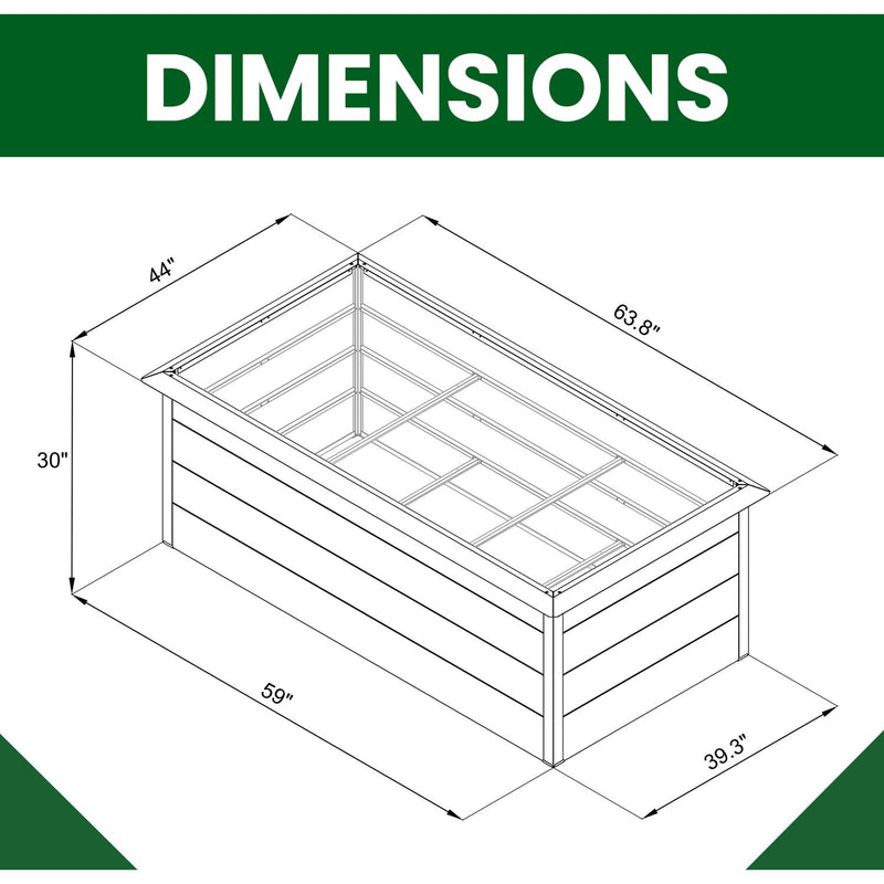 Hanover Galvanized Steel Raised Rectangle Garden Bed with Border HANRECGB-1GRY