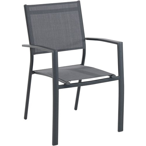 Hanover Aluminum Sling Back Chairs, Slat Top Table DELDNS5PCSQ-WG