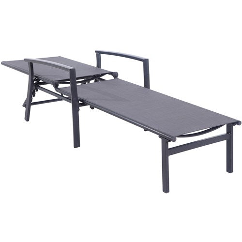 Hanover Alum Chaise Lounges and Tile Top Fire Pit NAPCHS3PCFP-GRY