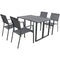Hanover Dining Set: Aluminum Sling Chairs and Folding Table CONDN5PC-GRY