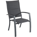 Hanover High Back Padded Sling Chairs Aluminum Extension Table CAMDN7PCHB-GRY