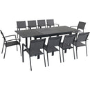 Hanover Aluminum Sling Chairs Aluminum Extension Table CAMDN11PC-GRY
