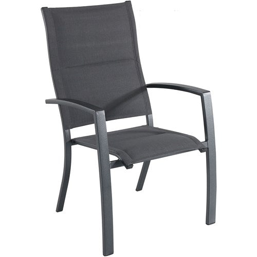 Hanover High Back Padded Sling Chairs, Aluminum Extension Table DELDN9PCHB-WG