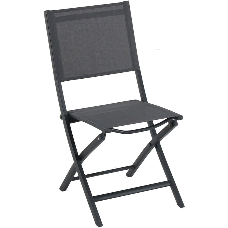 Hanover Aluminum Sling Folding Chairs, Aluminum Extension Table CAMDN9PCFD-GRY