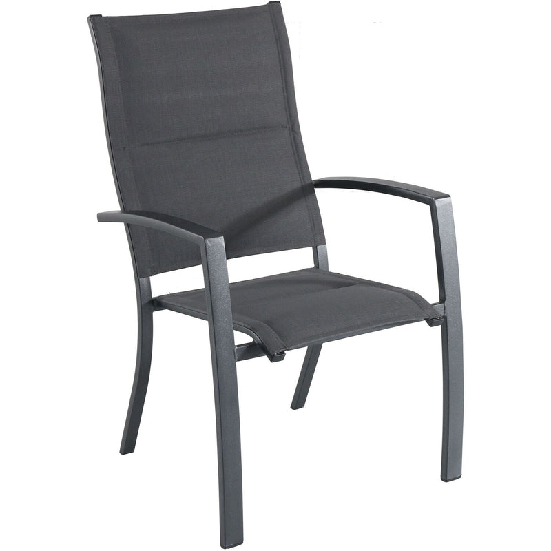 Hanover High Back Padded Chairs and Tile Top Fire Pit NAPLES5PCHBFP-GRY