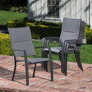 Hanover High Back Padded Sling Chairs, Slat Top Table NAPDNS5PCHBSQ-GRY