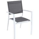 Hanover Aluminum Sling Chairs, Aluminum Extension Table NAPLESDN7PC-WHT