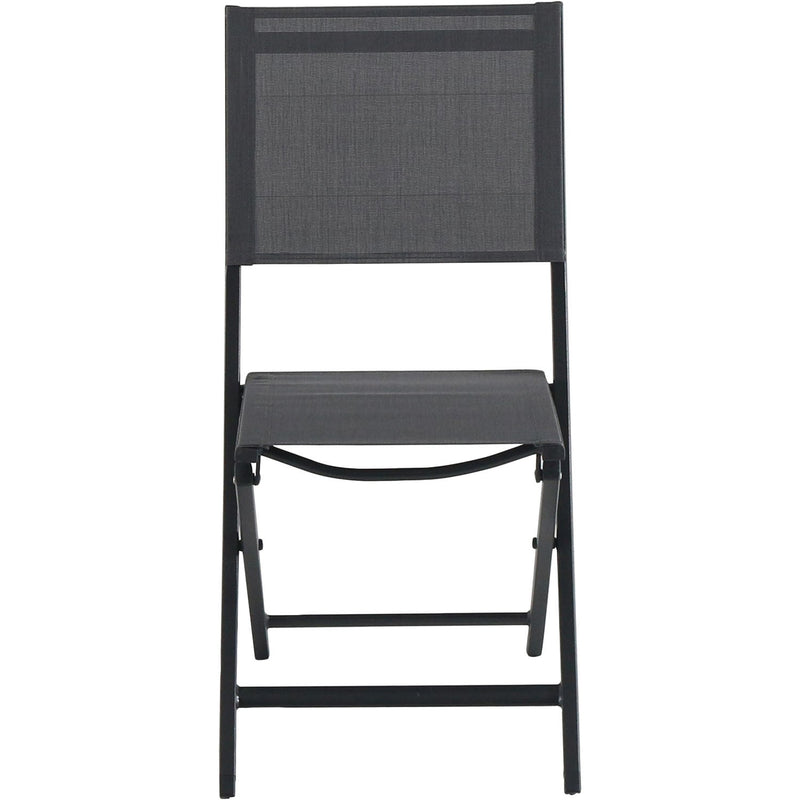 Hanover Cameron Aluminum Sling Folding Chairs, Aluminum Extension Table CAMDN7PCFD-GRY