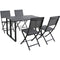 Hanover Dining Set: 4 Sling Folding Chairs and Folding Table CONDN5PCFD-GRY