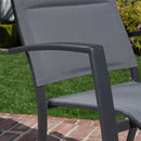 Hanover High Back Padded Sling Chairs, Aluminum Slat Table DELDNS7PCHB-WG