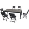 Hanover Aluminum Sling Folding Chairs, Faux Wood Dining Table TUCSDN7PCFD-GRY