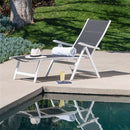 Hanover Folding Chaise Lounges and Tile Top Fire Pit REGCHS3PCFP-WG