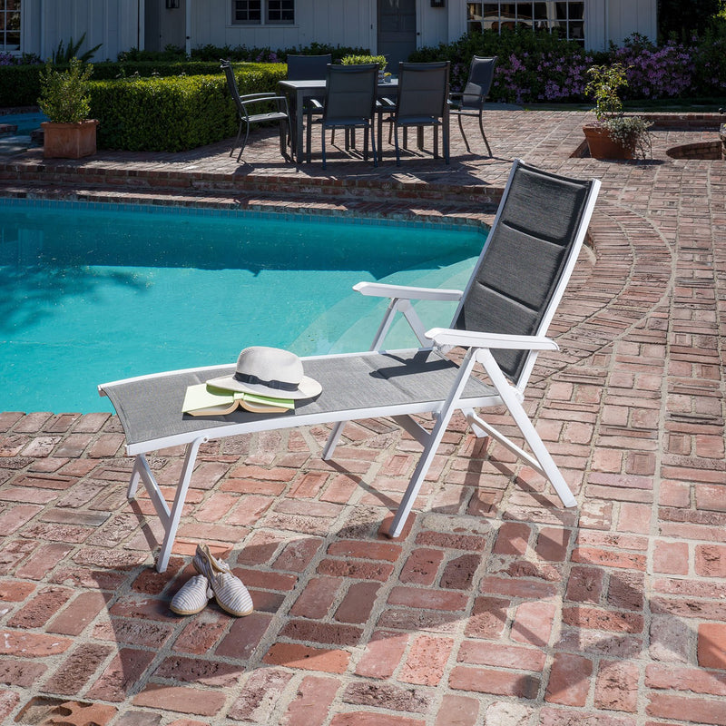 Hanover Aluminum Sling Folding Chaise Lounge REGCHS-W-GRY