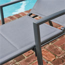 Hanover Padded Lounge Chaises with Tile Top Fire Pit HALCHS3PCFP-GRY