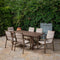 Hanover Dining Set: Padded Sling Chairs and Tressle Table FAIRDN7PC-TAN