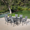 Hanover High Back Padded Sling Chairs Aluminum Extension Table CAMDN7PCHB-GRY