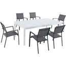 Hanover Aluminum Sling Chairs, Aluminum Extension Table DELDN7PC-WG
