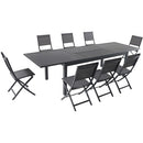 Hanover Aluminum Sling Folding Chairs, Aluminum Extension Table DAWDN9PCFD-GRY