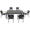 Hanover Aluminum Sling Chairs, Faux Wood Dining Table  TUCSDN7PC-GRY
