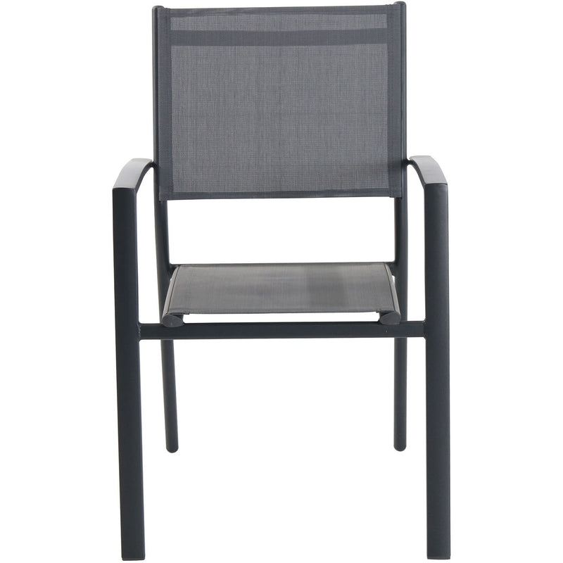 Hanover Aluminum Sling Chairs, Glass Top Table FRESDN7PC-GRY