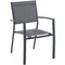 Hanover Aluminum Sling Chairs, Glass Top Table FRESDN7PC-GRY