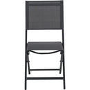 Hanover Aluminum Sling Folding Chairs, Glass Top Table FRESDN7PCFD-GRY
