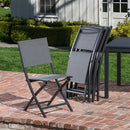Hanover Aluminum Sling Folding Chairs, Aluminum Extension Table NAPDN13PCFD-GRY